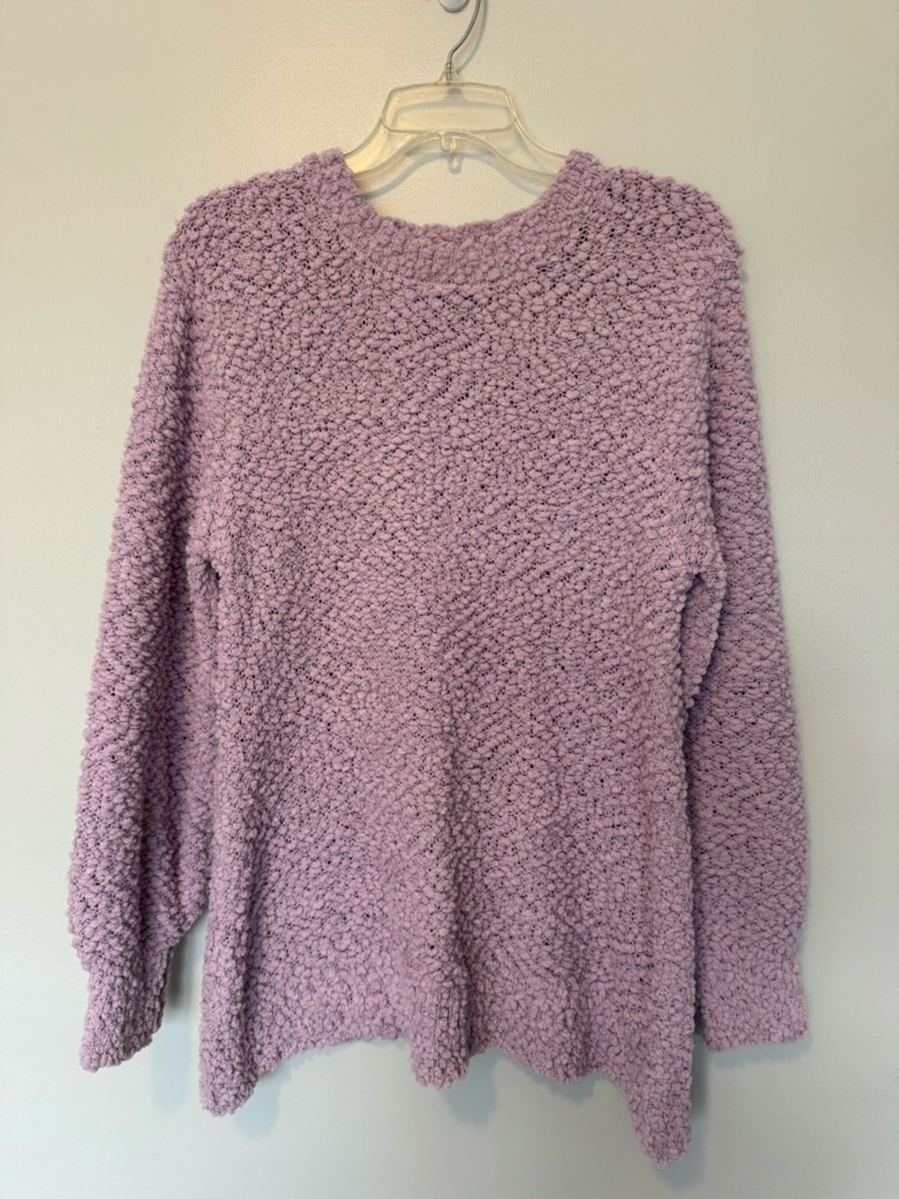 Zenana Outfitters Lavender Popcorn Knit Crewneck Sweater